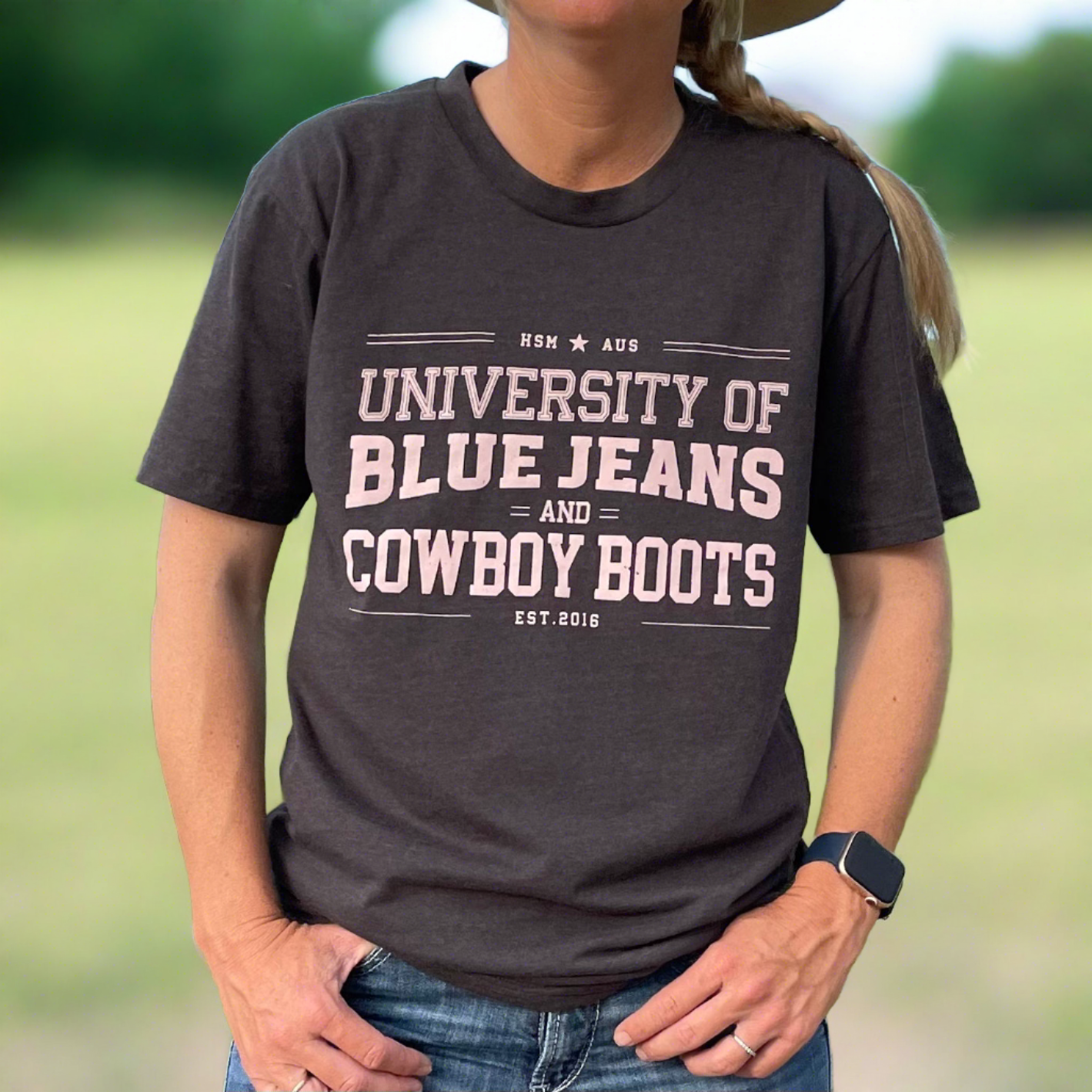 Cowboy University Unisex Grey Marle Tee