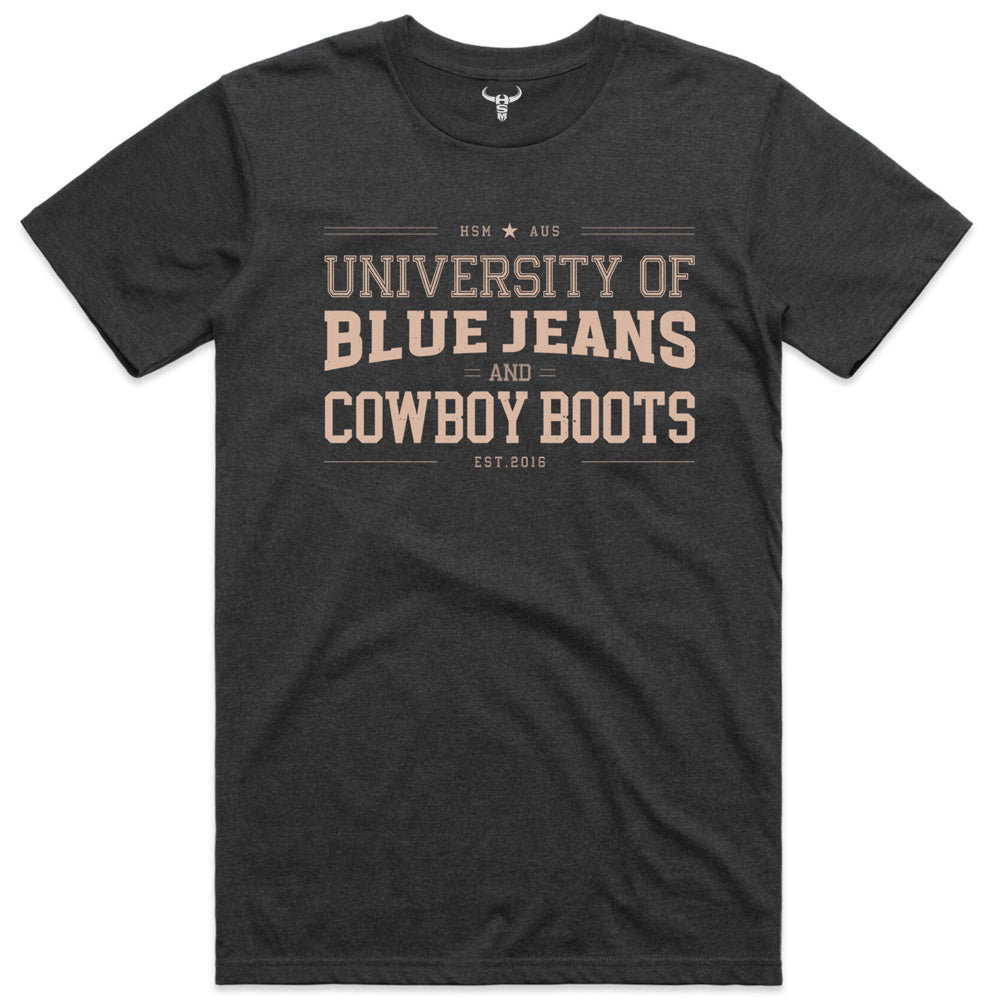 Cowboy University Unisex Grey Marle Tee