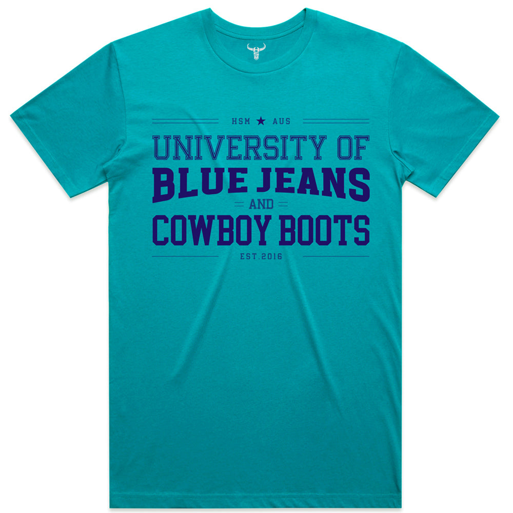 Cowboy University Unisex Teal Tee