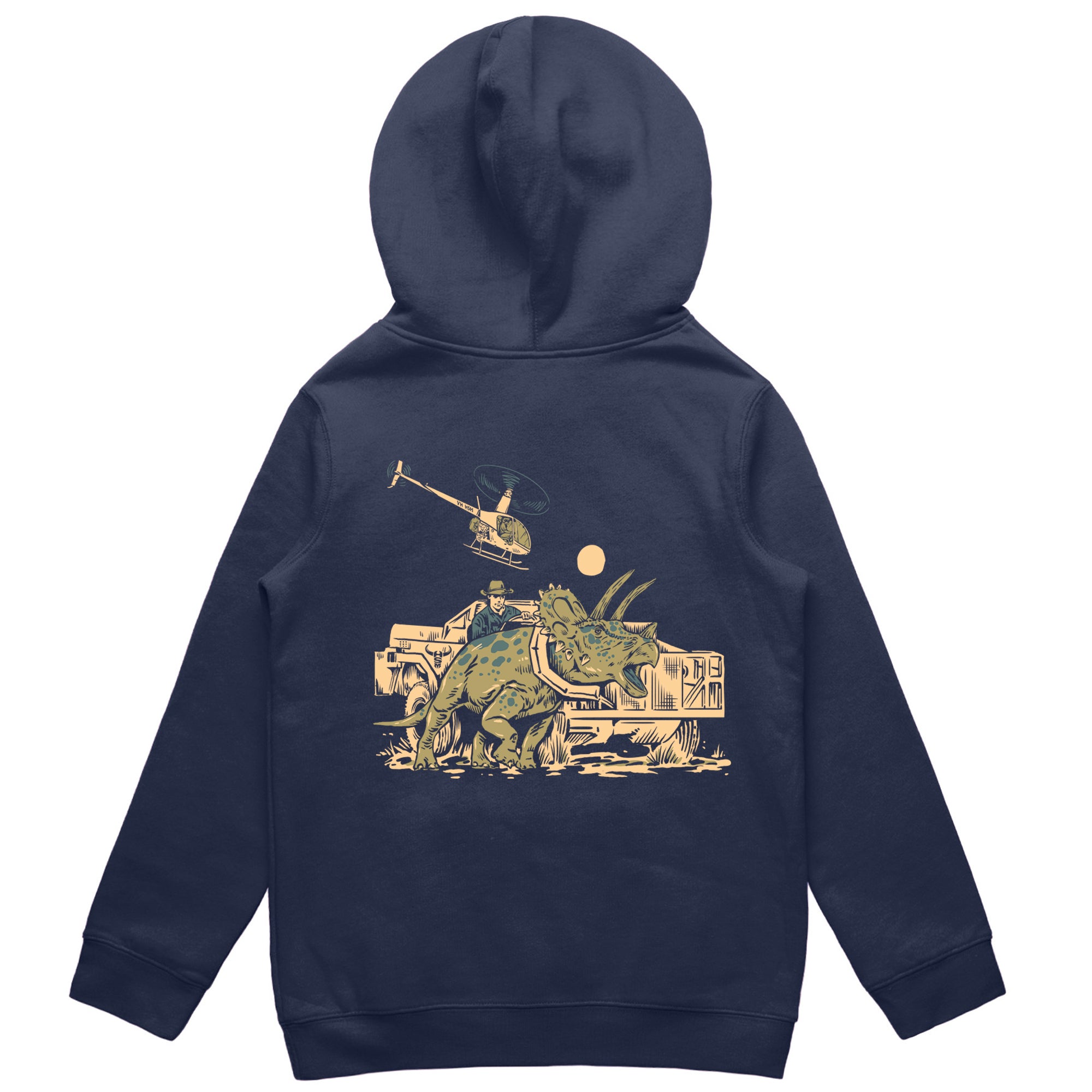 Dino Catcher Kids Fleece Blue Hoodie