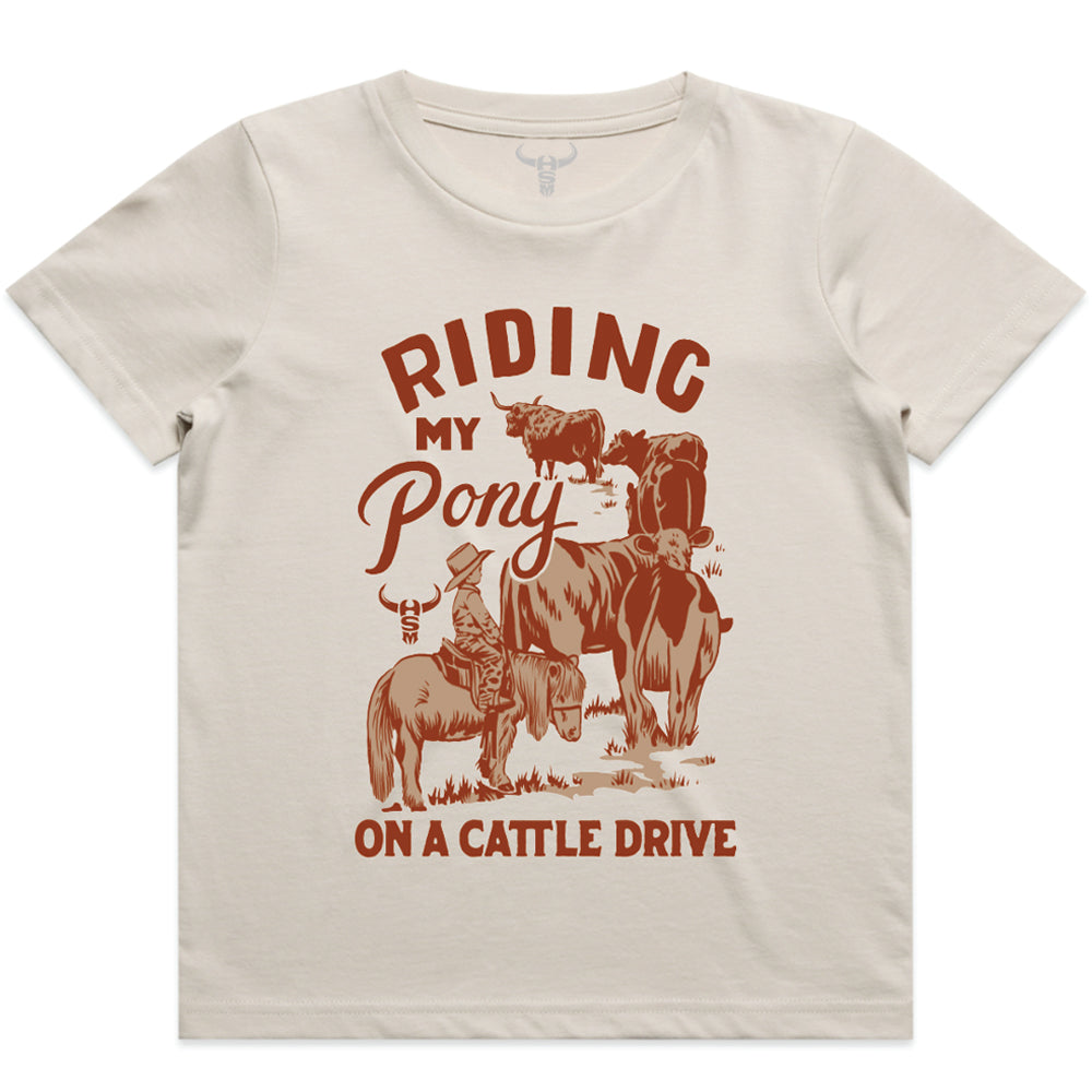 Riding My Pony Cream Kids Tee