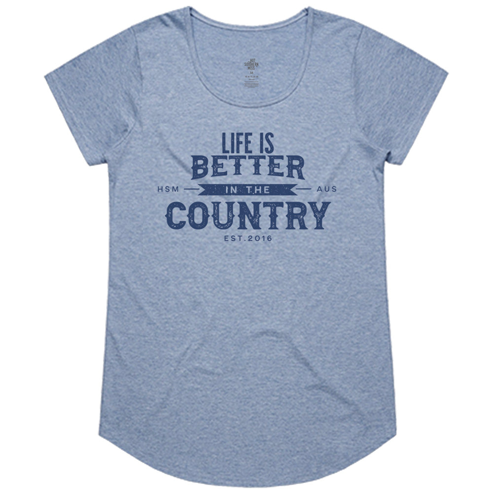 Country Life Lades Scoop Blue Marle Tee