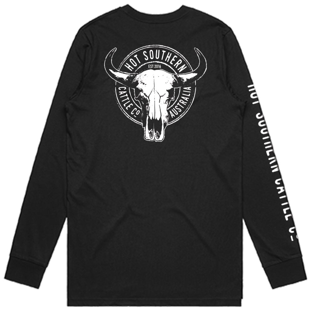Cattle Co Unisex Long Sleeve Black Tee