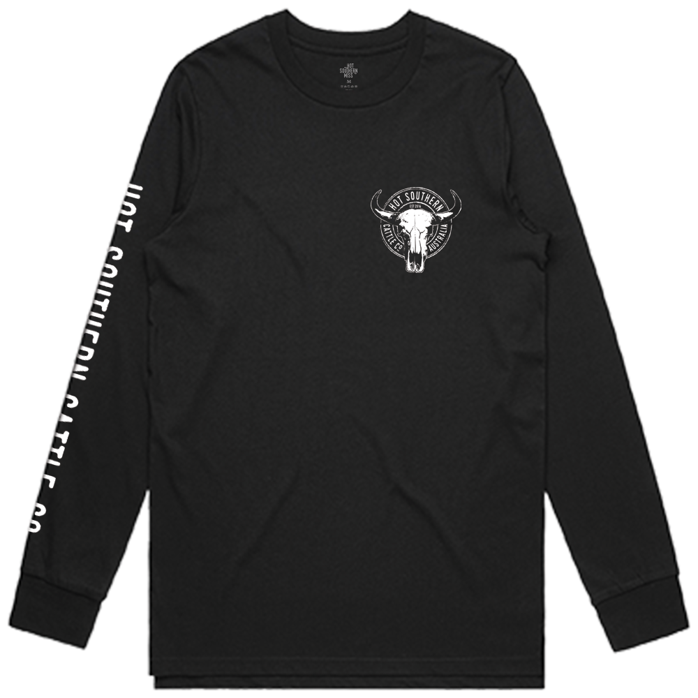 Cattle Co Unisex Long Sleeve Black Tee