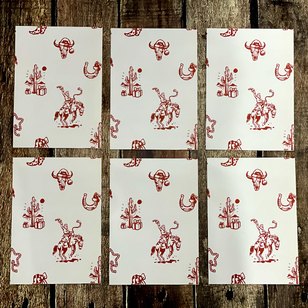 Santa Bronc Christmas Wrapping Paper - 6 Sheets
