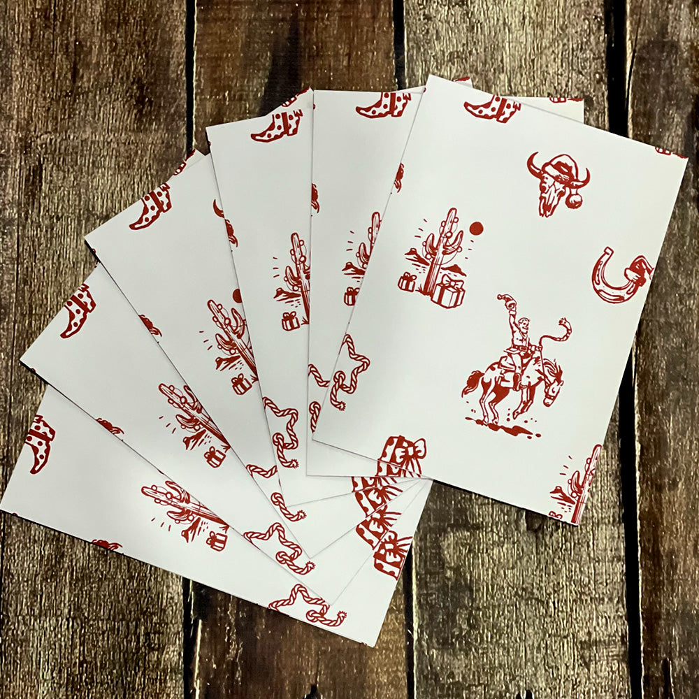 Santa Bronc Christmas Wrapping Paper - 6 Sheets