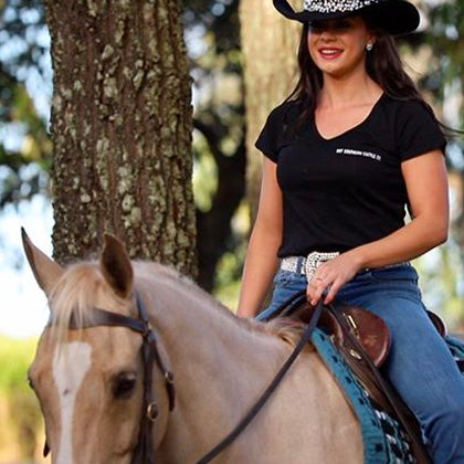 Aussie Flag Cattle Co Ladies V-Neck Black Tee