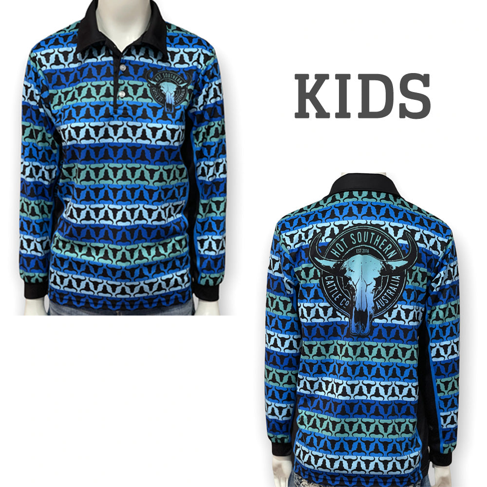 Cattle Co Kids Fishing Shirt - Blue Hues