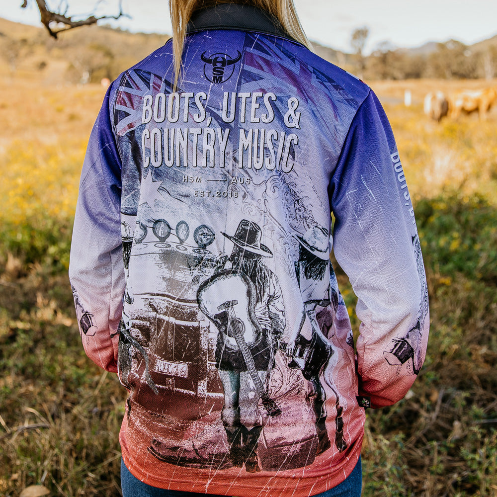 Boots, Utes & Country Music Adults Fishing Shirt Hot Southern Miss