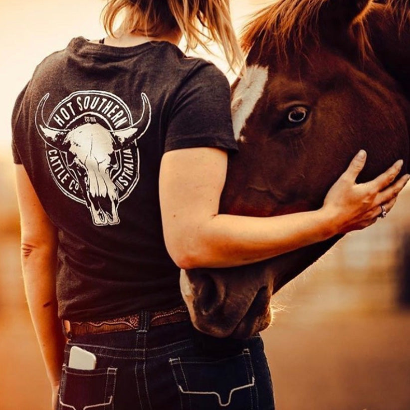 Cattle Co Ladies Charcoal Marle Tee