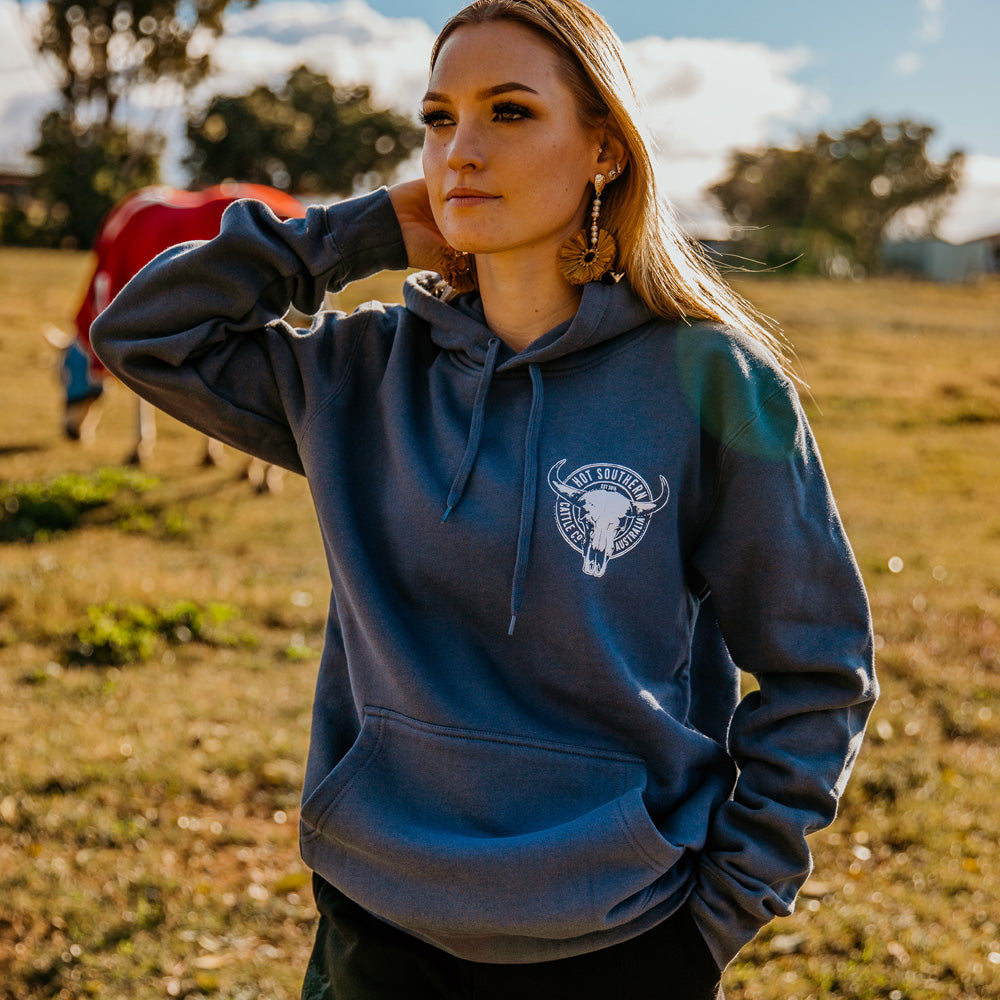 Cattle Co Unisex Fleece Petrol Blue Hoodie