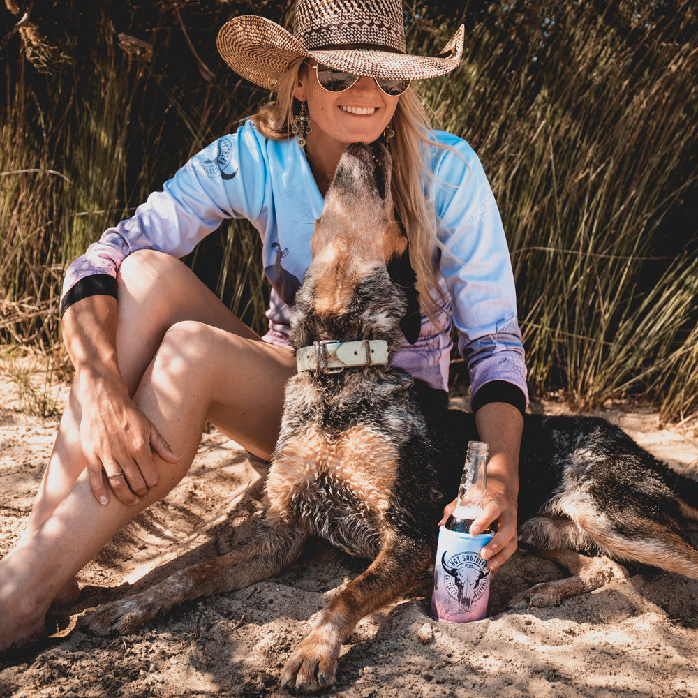 Cattle Co Adults Fishing Shirt - Blue & Pink Drover