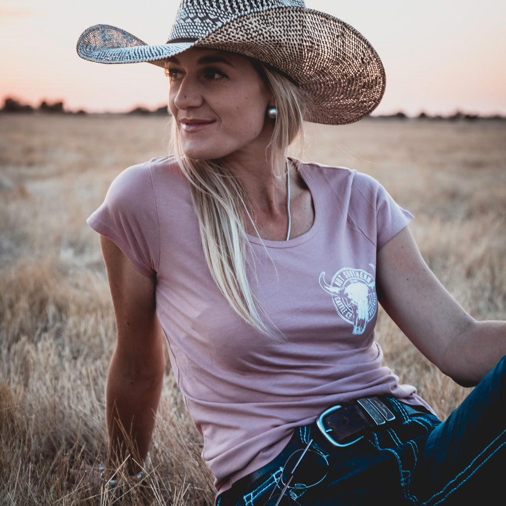 Cattle Co Ladies Scoop Pink Tee