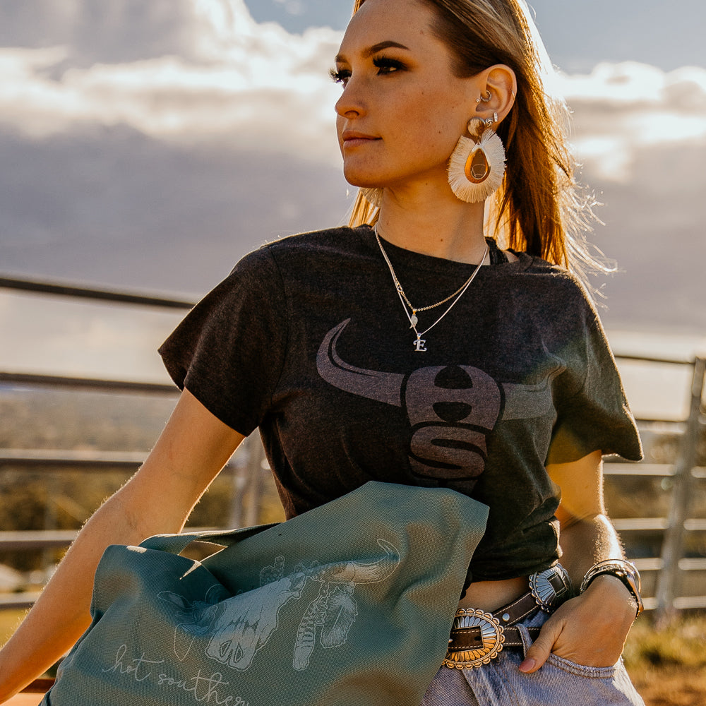 HSM Horns Ladies Charcoal Marle Tee