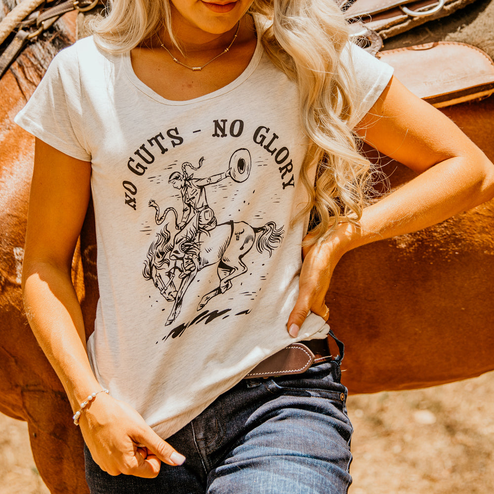 No Guts, No Glory Ladies Scoop Cream Marle Tee