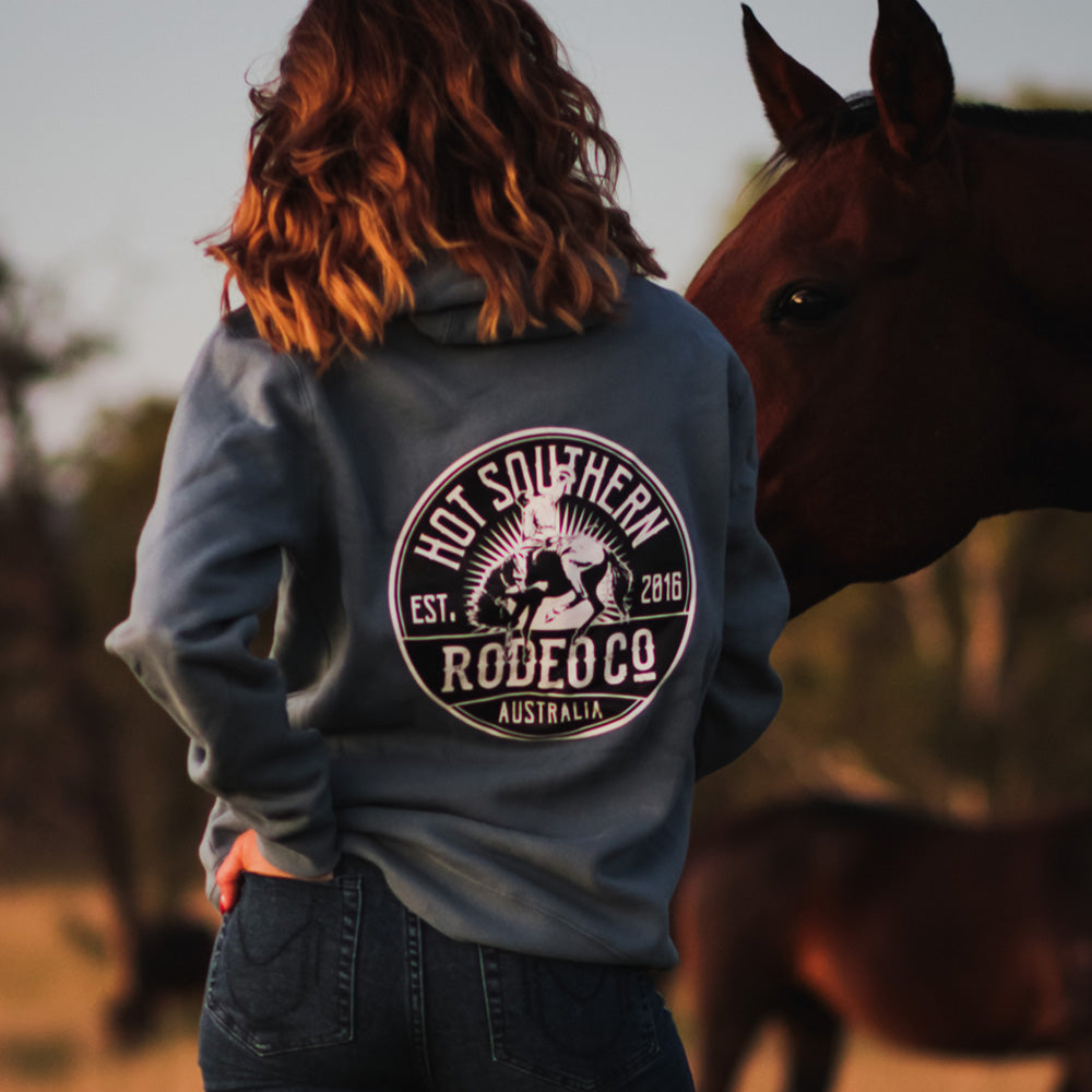 Bronc Rodeo Co Unisex Fleece Slate Blue Hoodie