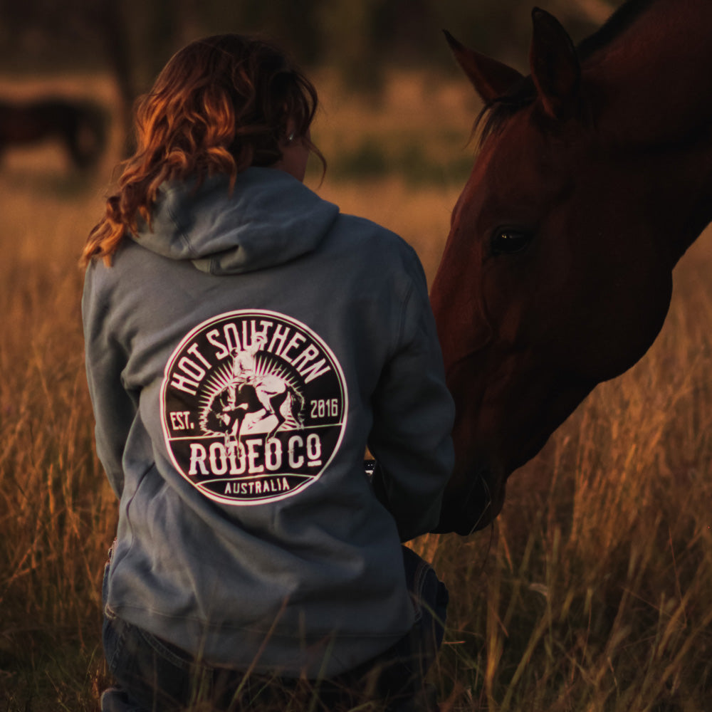 Bronc Rodeo Co Unisex Fleece Slate Blue Hoodie