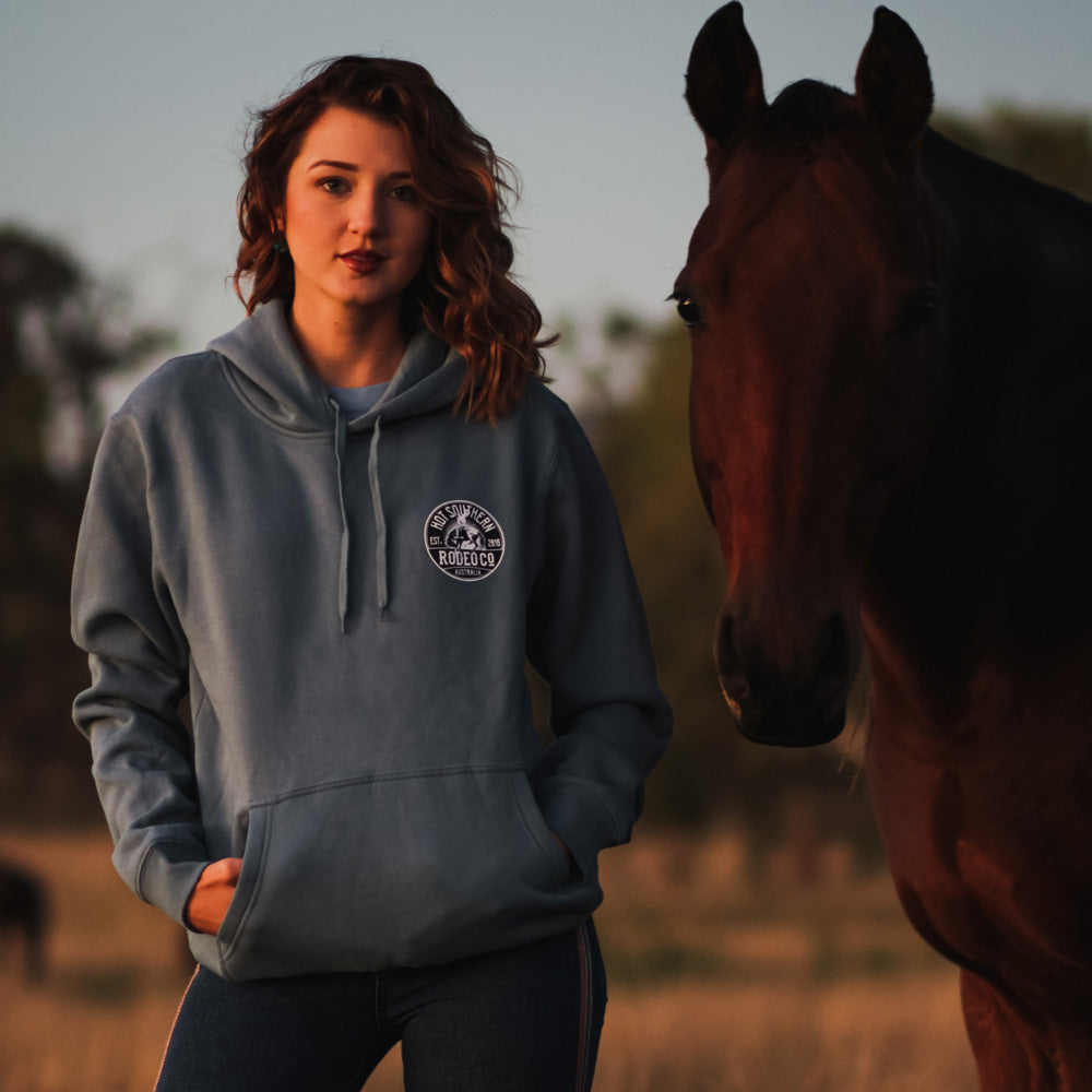 Bronc Rodeo Co Unisex Fleece Slate Blue Hoodie