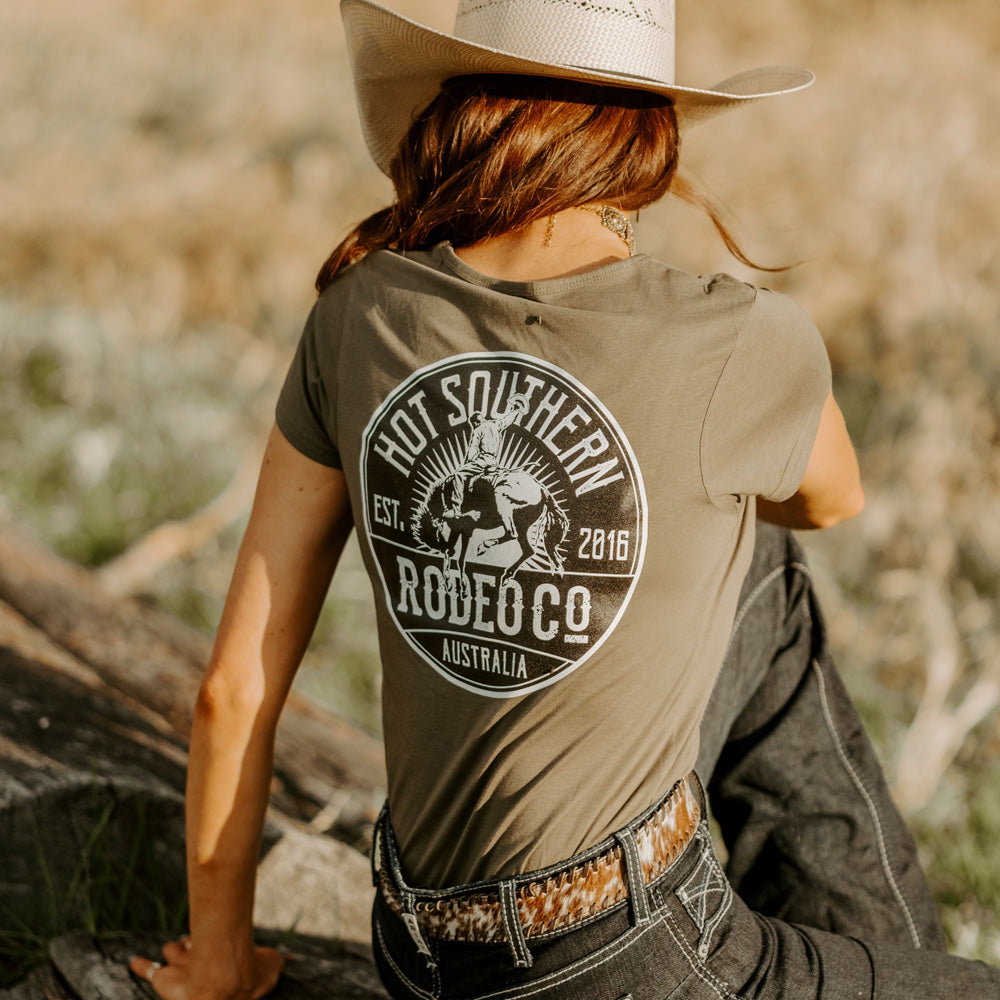Bronc Rodeo Co Ladies Scoop Olive Tee