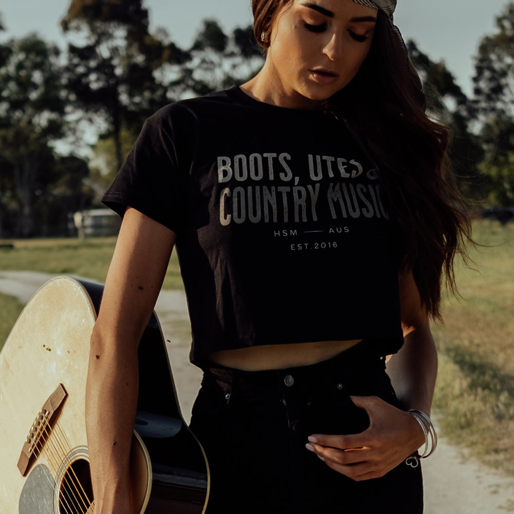 Boots, Utes & Country Music Ladies Crop Tee