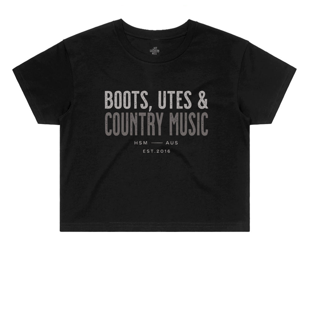 Boots, Utes & Country Music Ladies Crop Tee