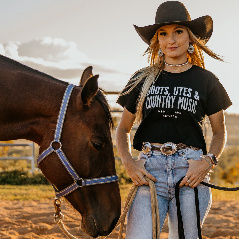 Boots, Utes & Country Music Ladies Crop Tee