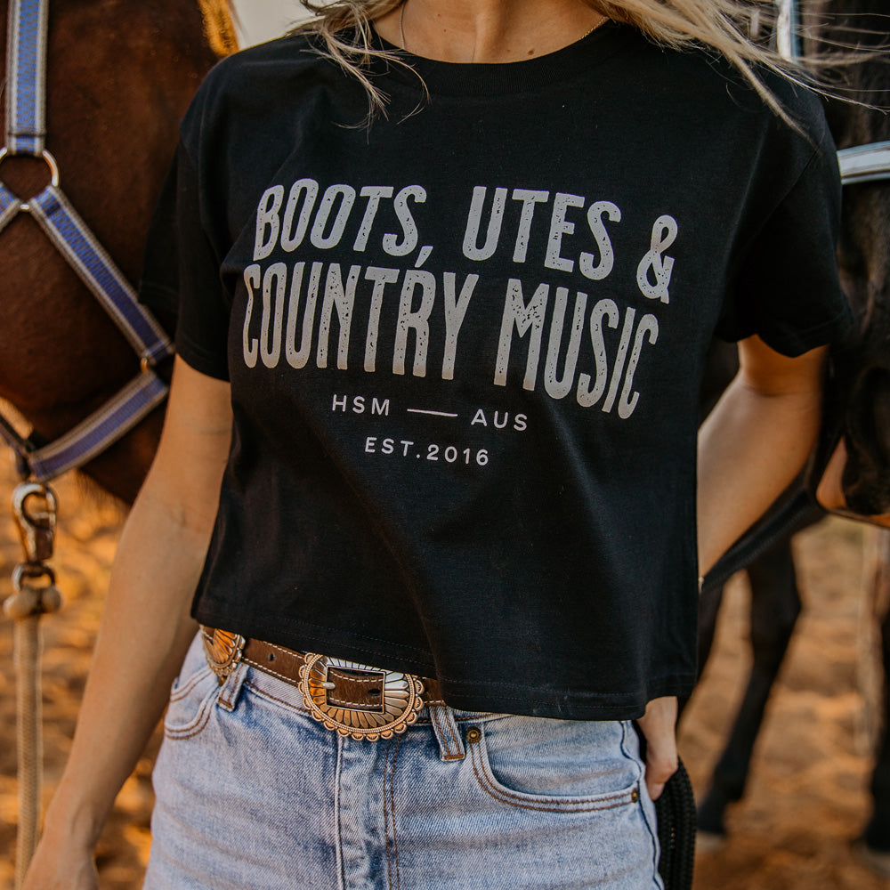 Boots, Utes & Country Music Ladies Crop Tee
