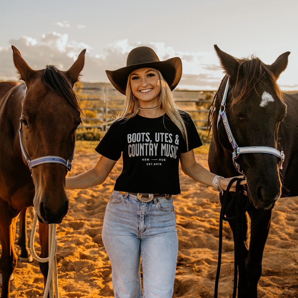 Boots, Utes & Country Music Ladies Crop Tee
