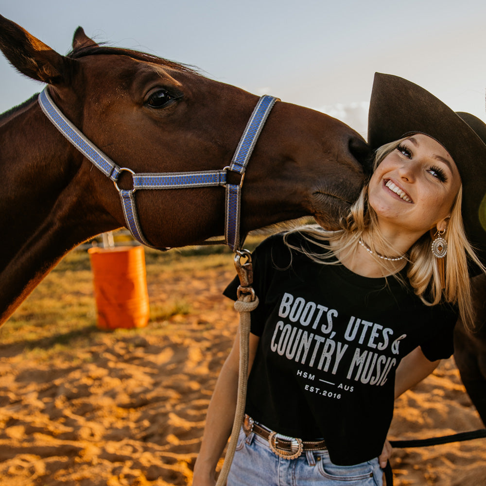 Boots, Utes & Country Music Ladies Crop Tee