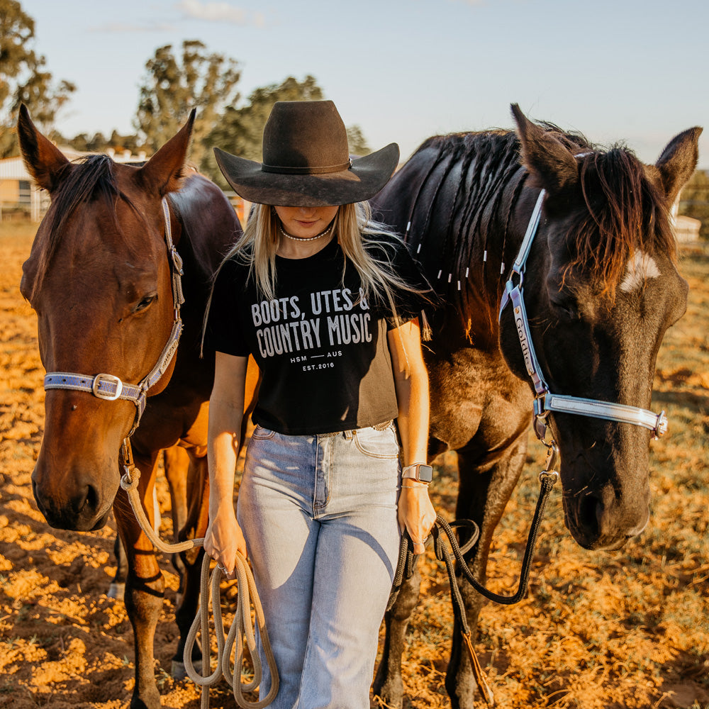 Boots, Utes & Country Music Ladies Crop Tee