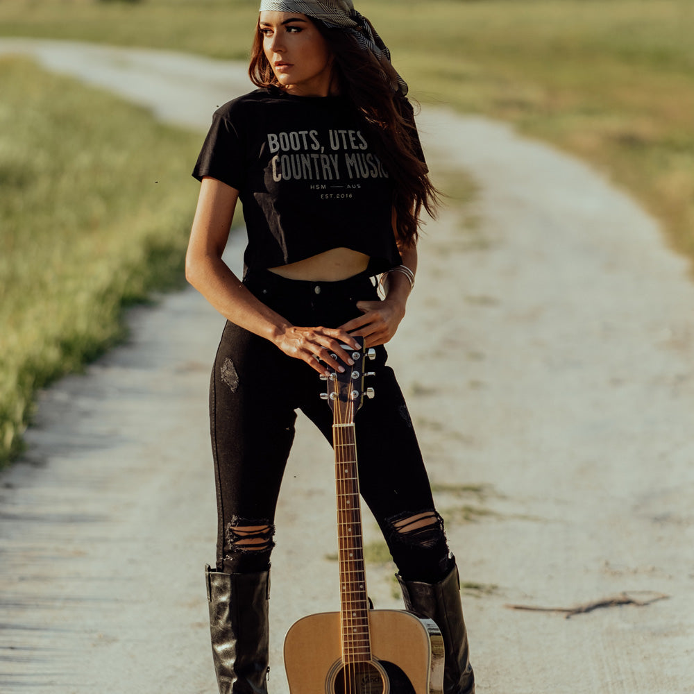 Boots, Utes & Country Music Ladies Crop Tee