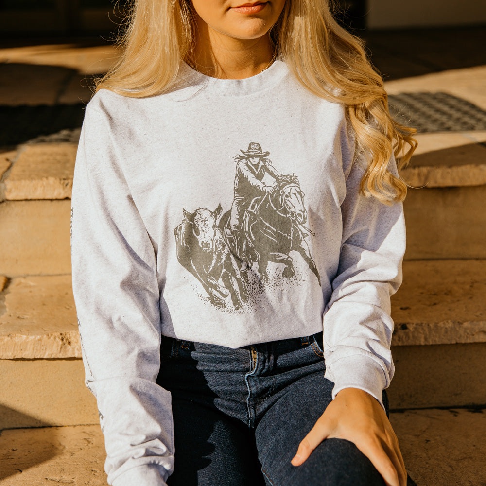 Campdrafting Unisex Long Sleeve White Marle Tee