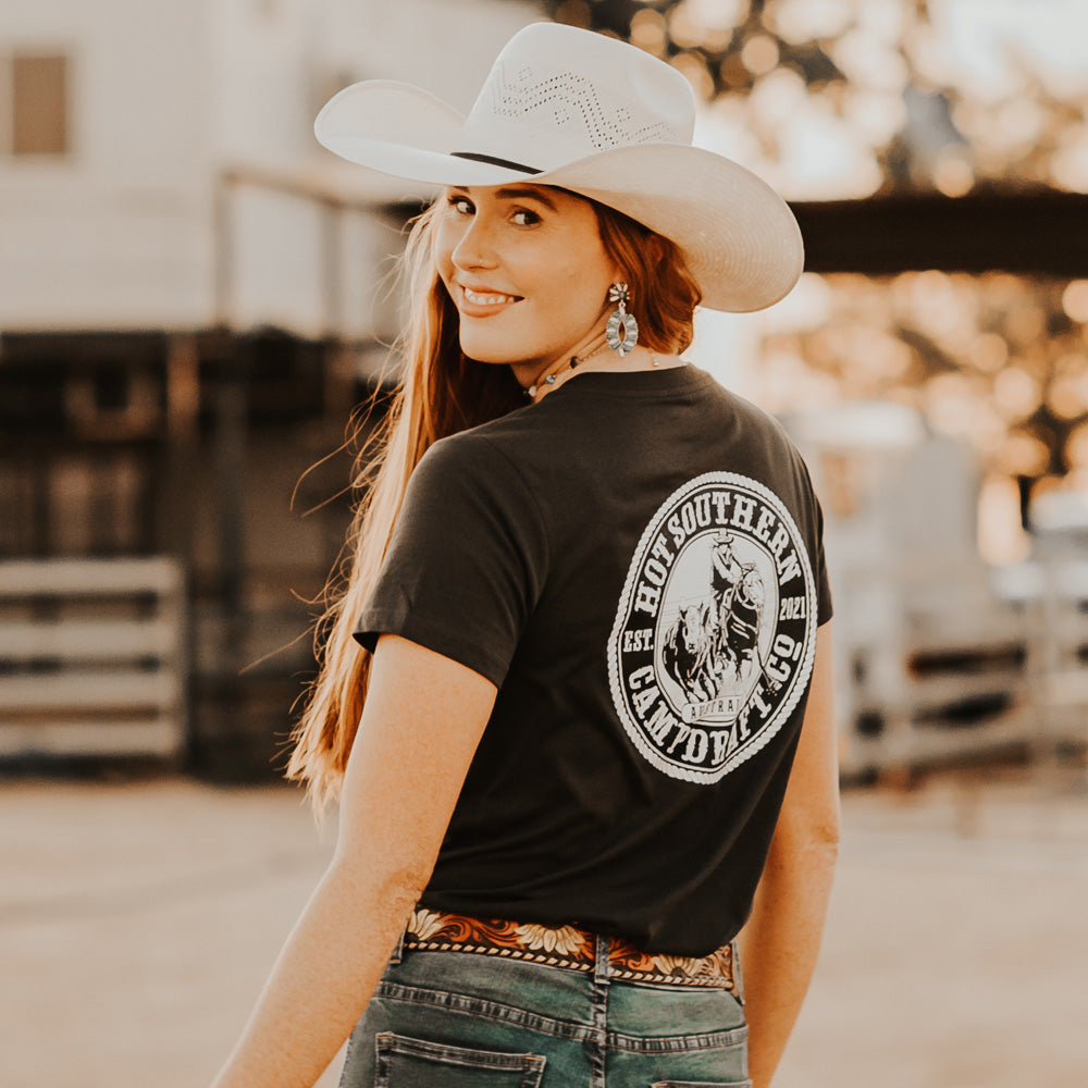 Campdraft Co Ladies Dusty Black Tee