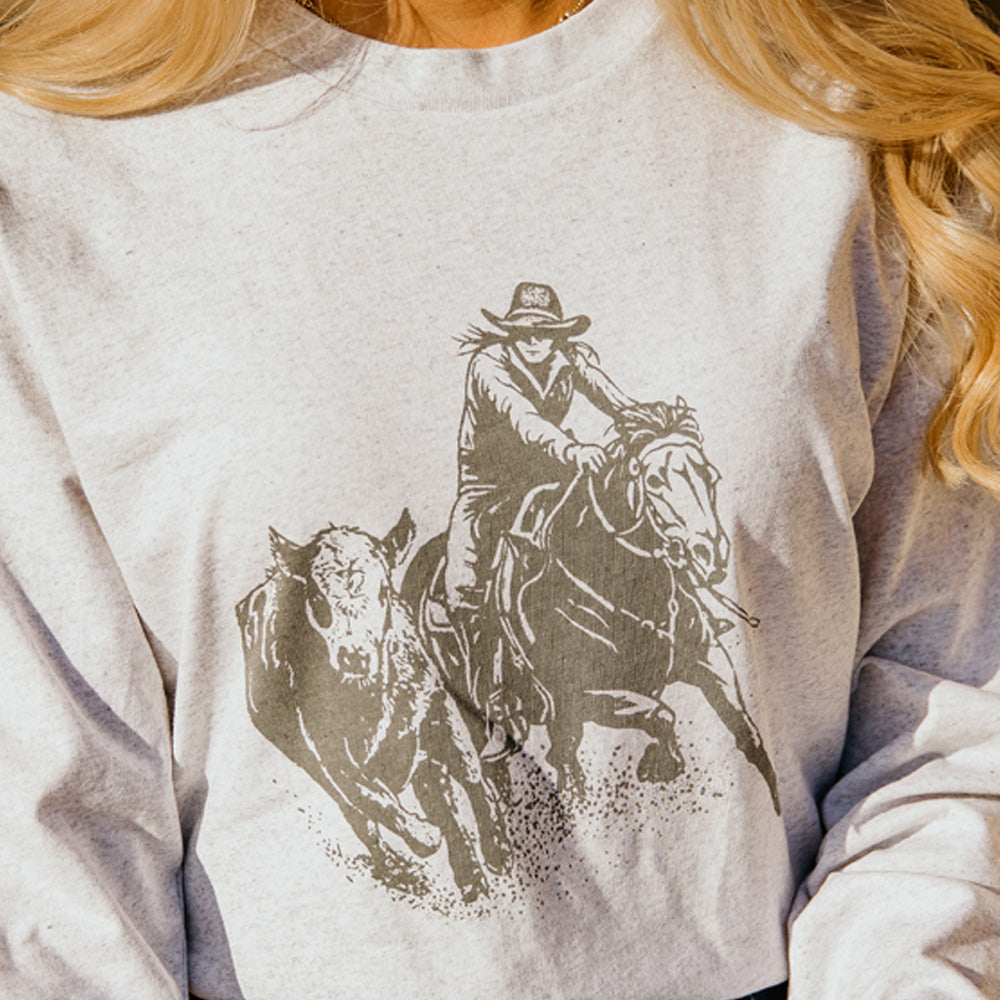 Campdrafting Unisex Long Sleeve White Marle Tee