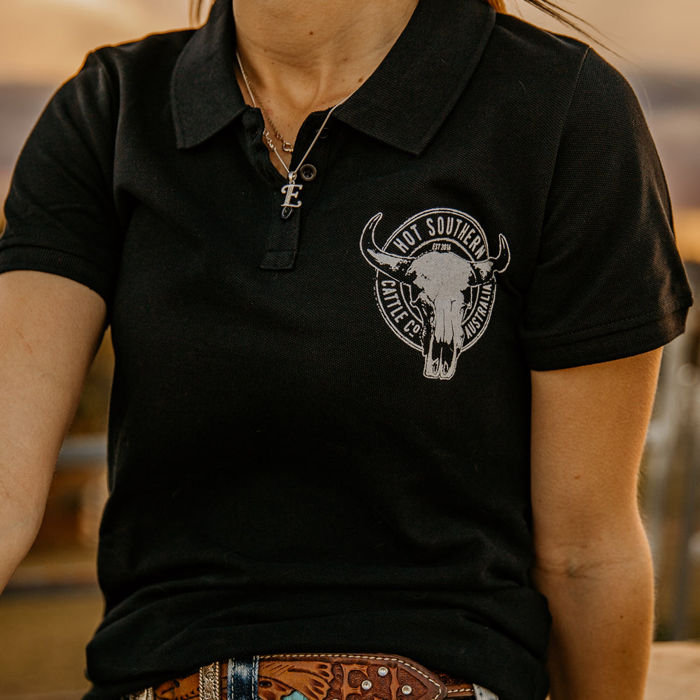 Cattle Co Ladies Black Pique Polo