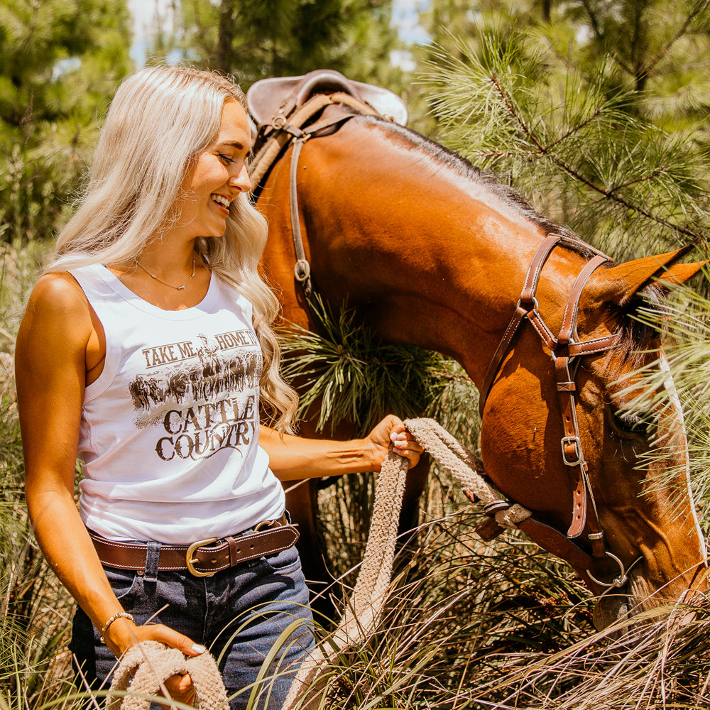 Cattle Country Ladies White Singlet