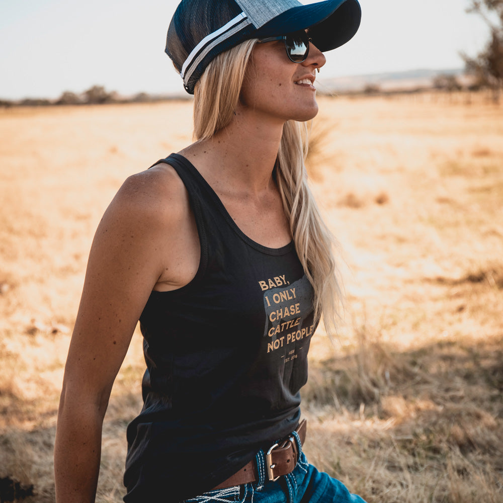 Chase Cattle Ladies Dusty Black Singlet