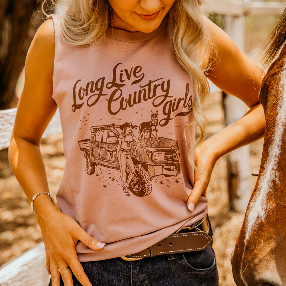 Long Live Country Girls Ladies Blush Tank