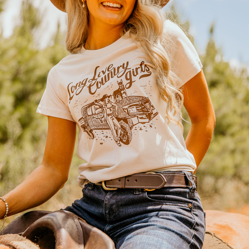 Long Live Country Girls Ladies Cream Tee