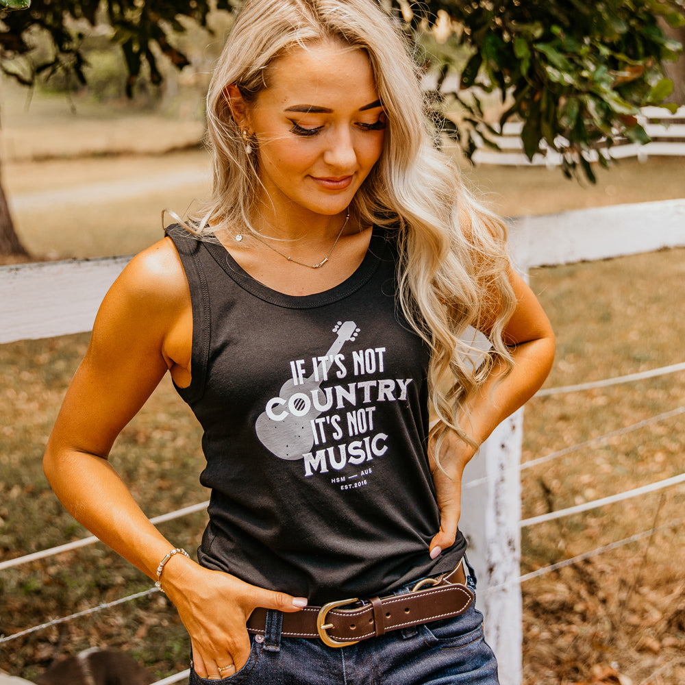 Country Music Ladies Black Singlet