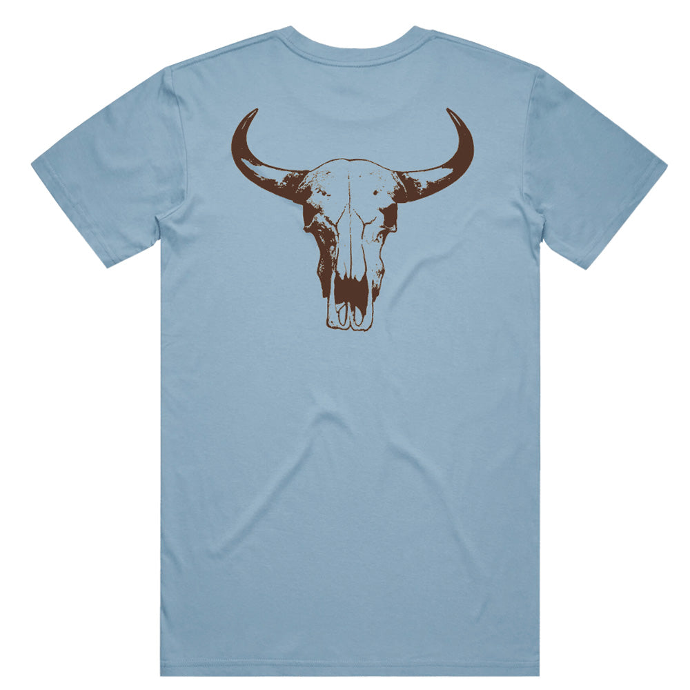 Signature Cow Skull Unisex Dusty Blue Tee