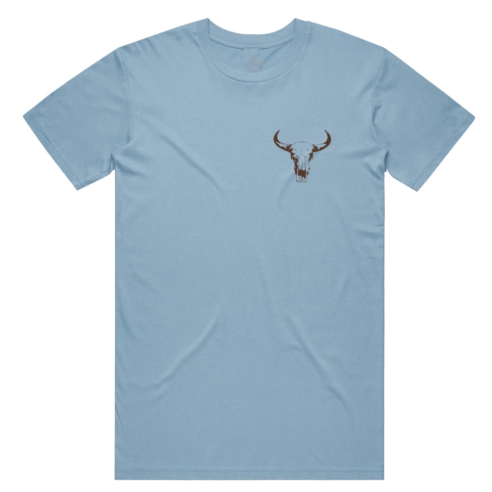 Signature Cow Skull Unisex Dusty Blue Tee