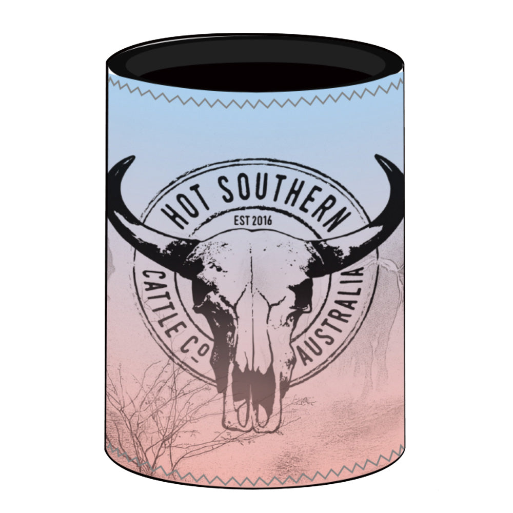 Cattle Co Beer Can Stubby Bottle Cooler Holder - Blue & Pink Drover