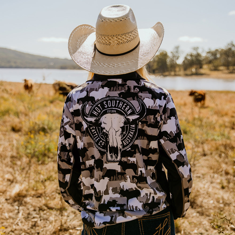 Cattle Co Adults Fishing Shirt - Grey Camo