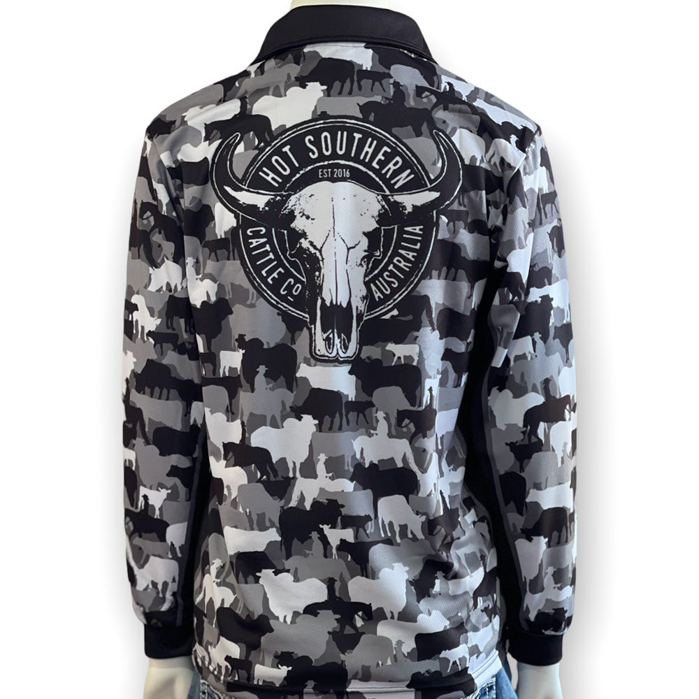 Cattle Co Adults Fishing Shirt - Grey Camo