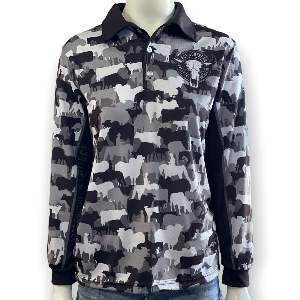 Cattle Co Adults Fishing Shirt - Grey Camo