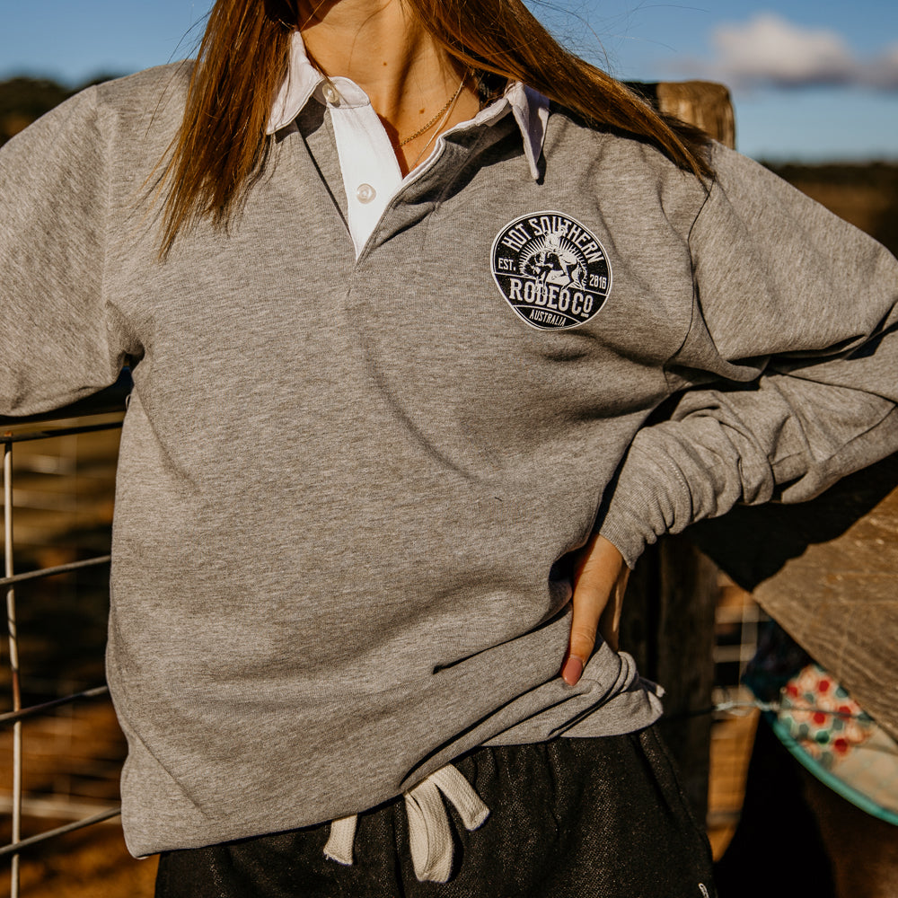 Bronc Rodeo Co Unisex Rugby Jersey - Grey