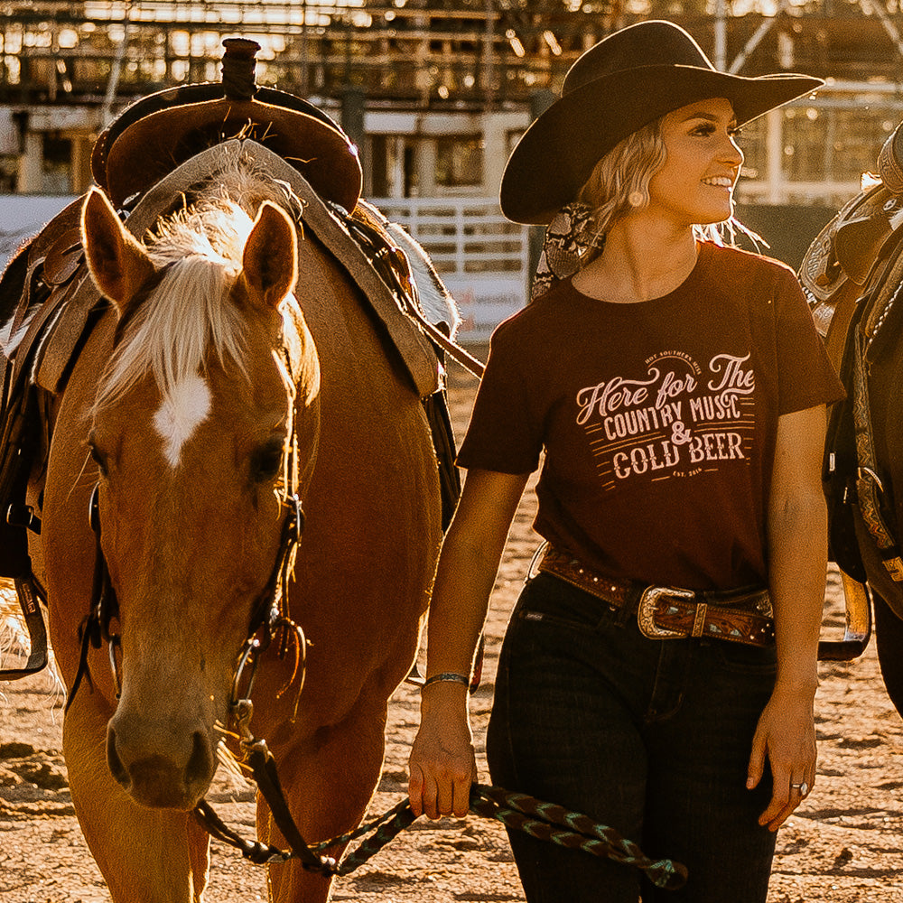 Cold Beer Ladies Maroon Tee