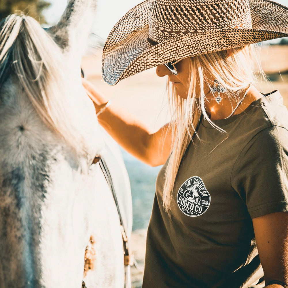 Bronc Rodeo Co Ladies Olive Tee