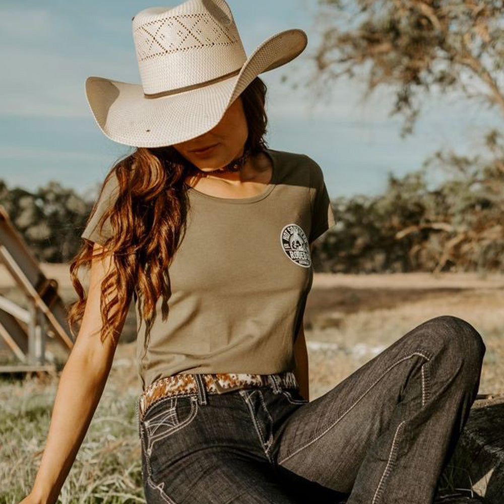 Bronc Rodeo Co Ladies Scoop Olive Tee